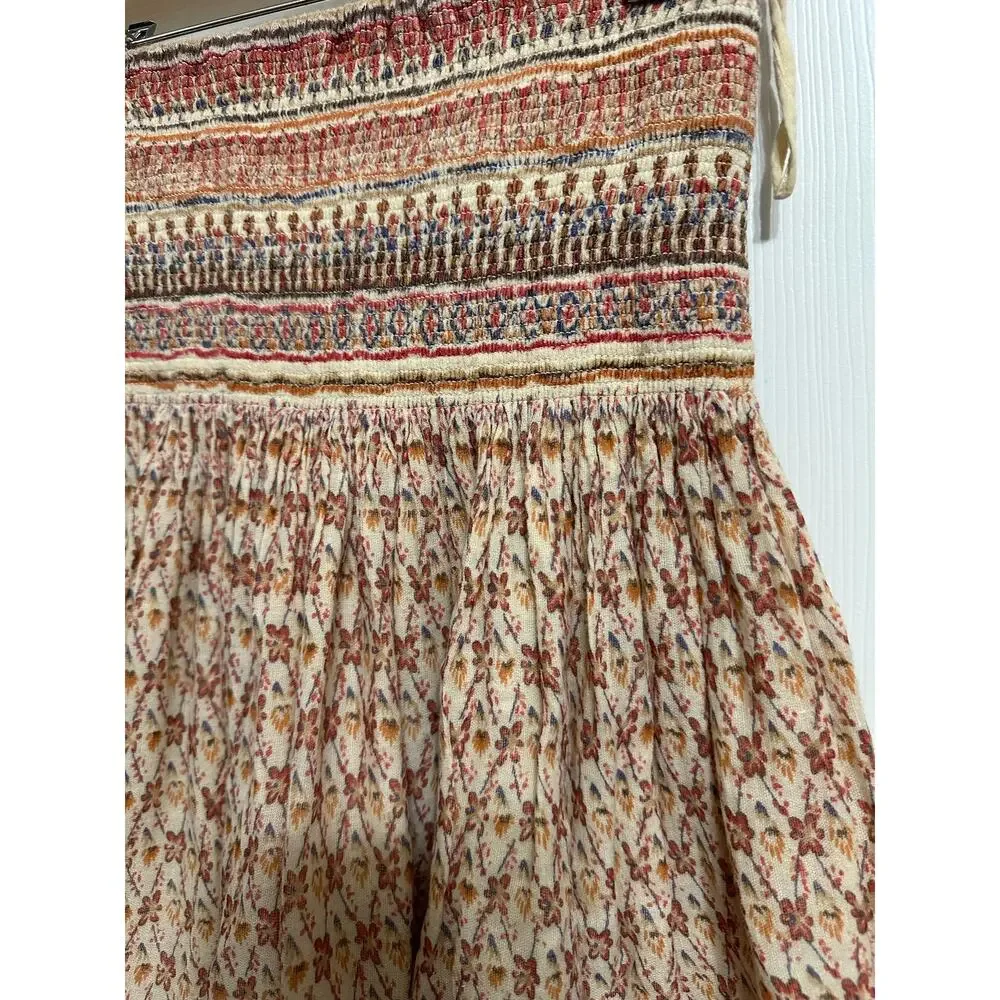Mes Demoiselles smocked beige floral mini‎ skirt size 40 (8)